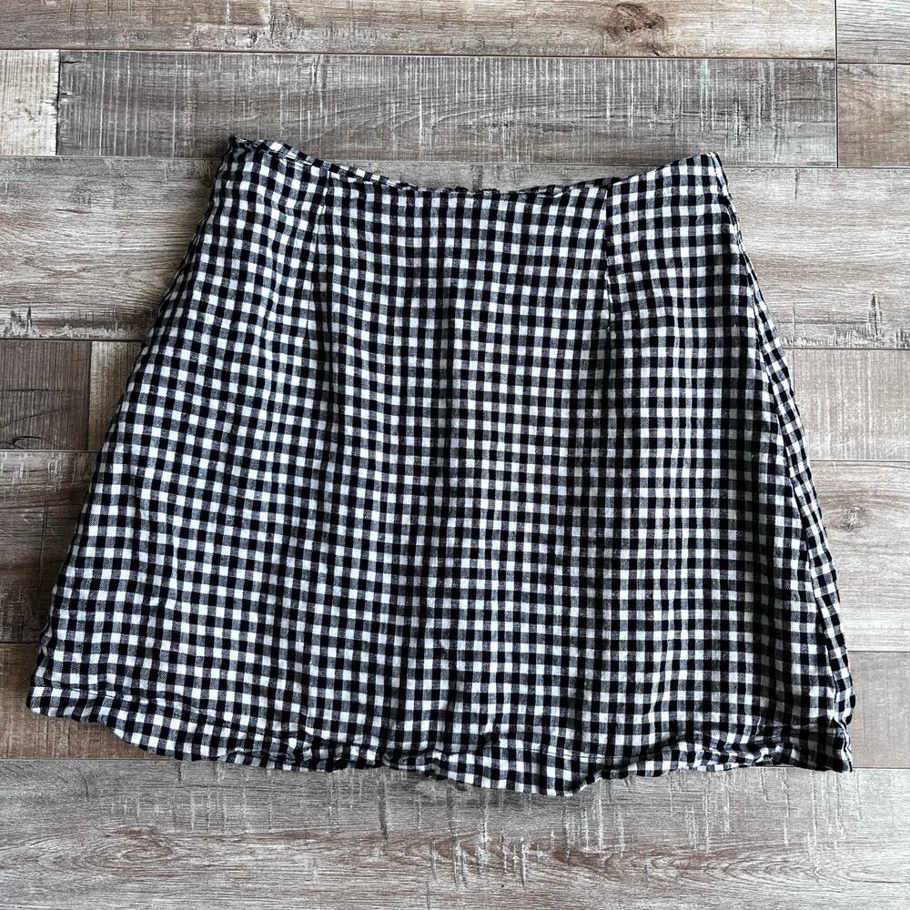 Reformation Black and White Checkered Mini Skirt